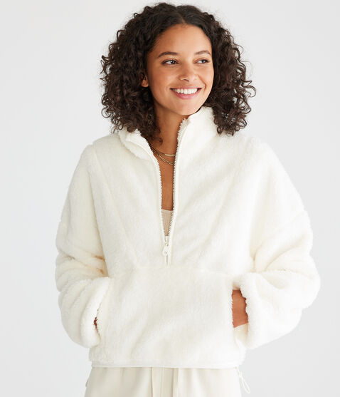Sherpa Fleece Half-Zip Pullover Jacket