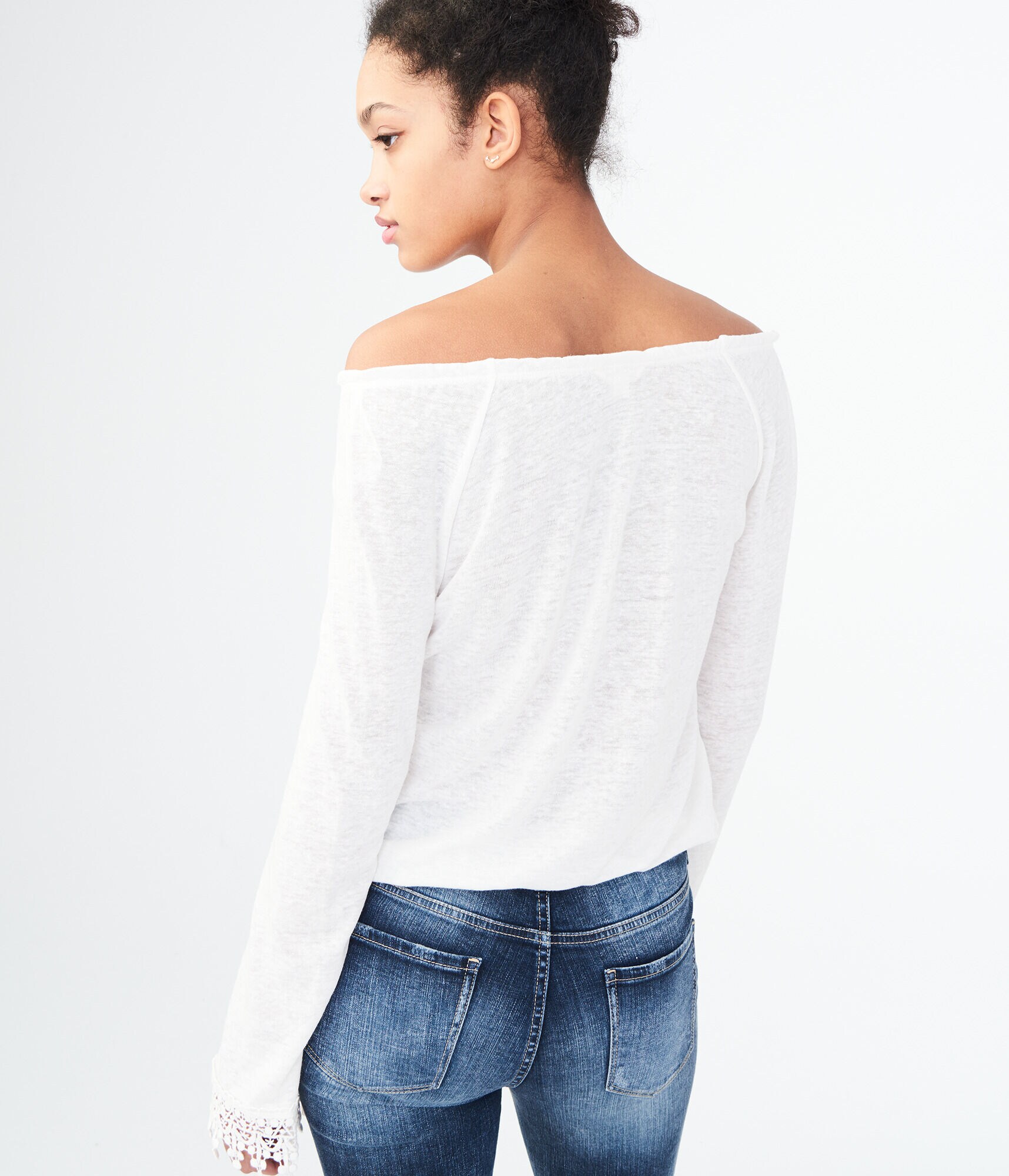 Long Sleeve Lacy Peasant Top