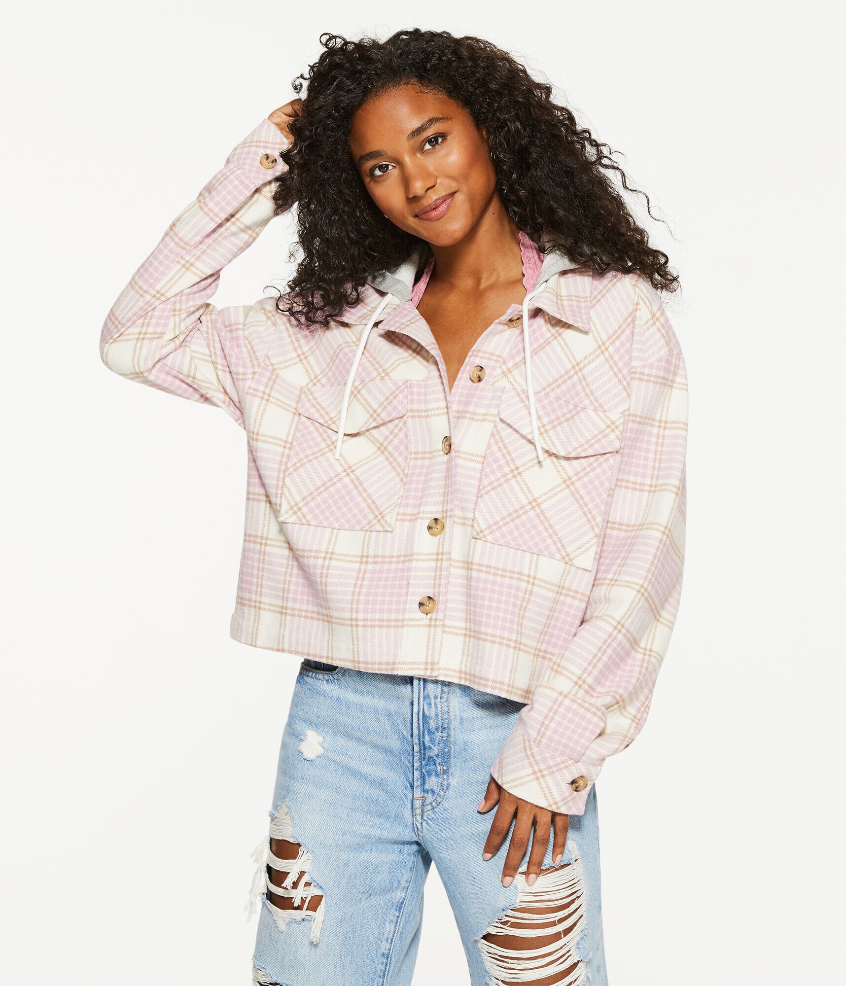 Boohoo Oversized Checked Shacket Boohoo Hooded Checked Shacket