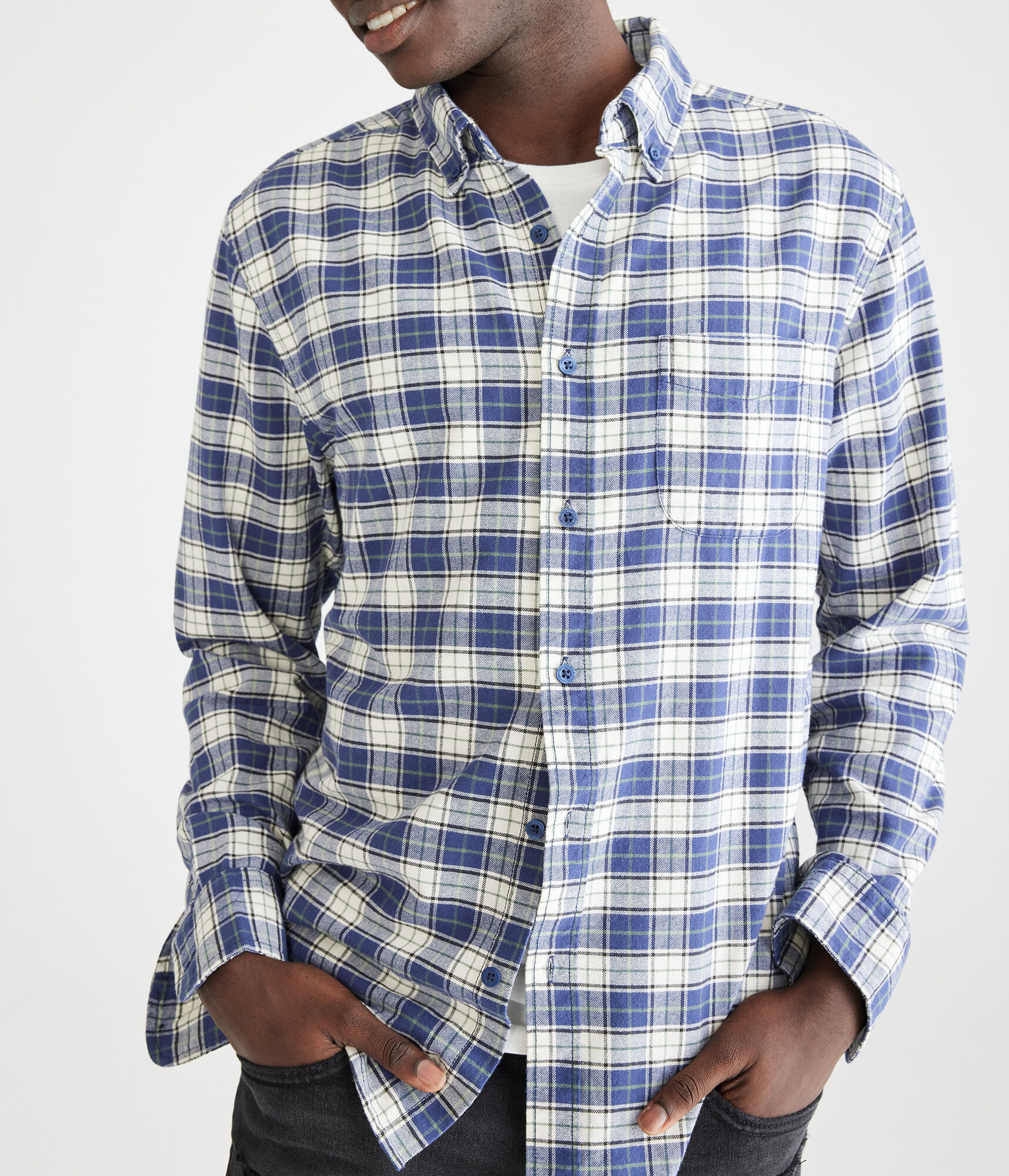 Long Sleeve Relaxed Plaid Oxford Shirt