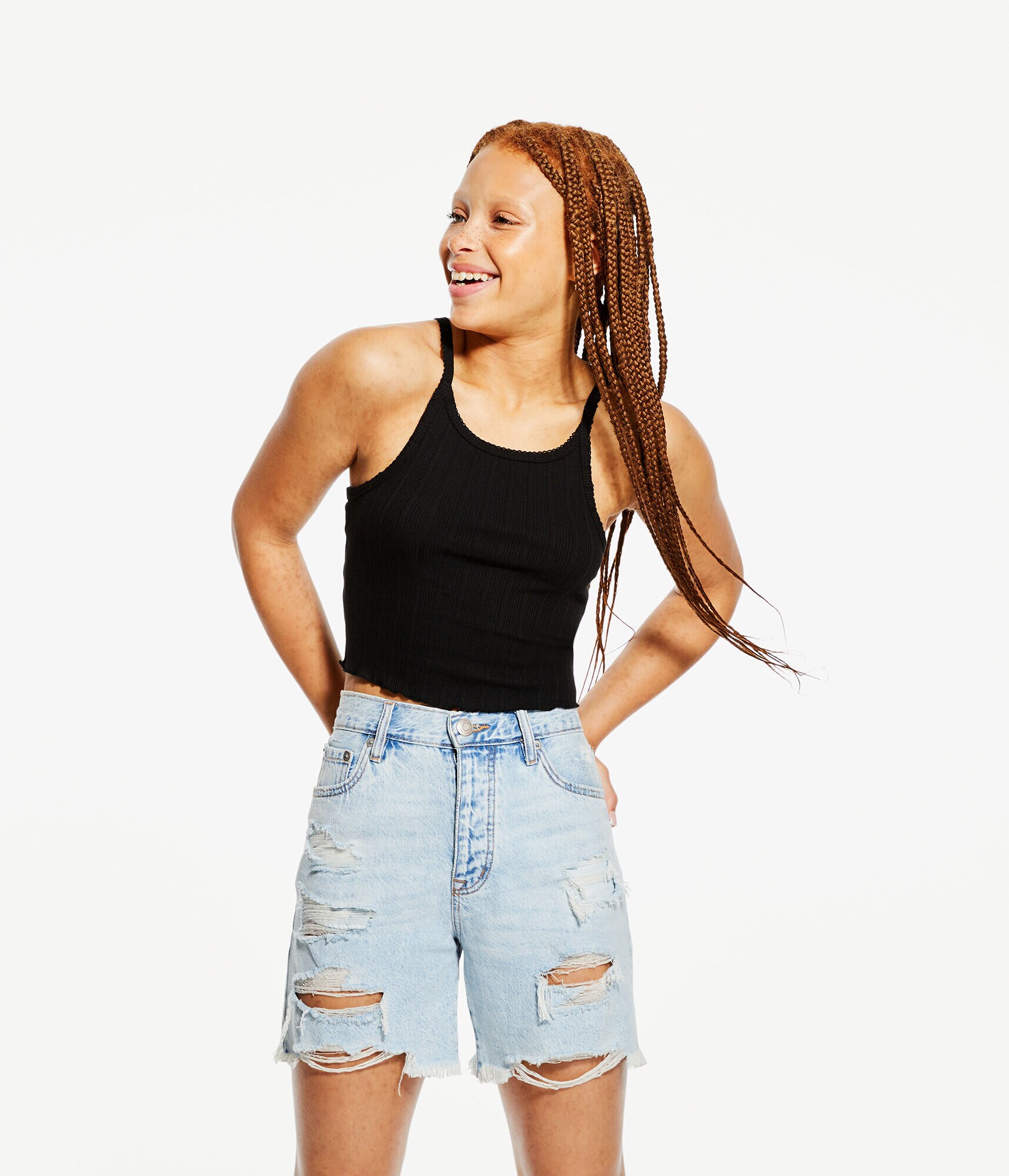 Ribbed High-Neck Cropped Cami