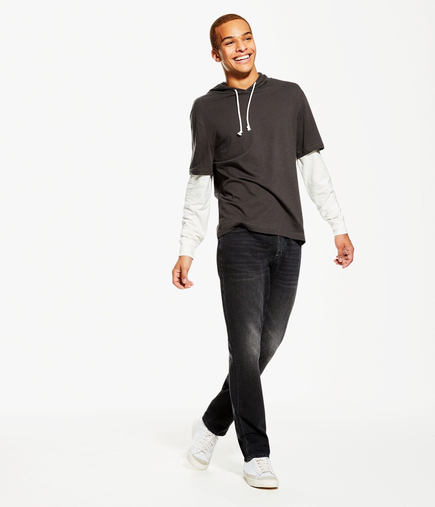 Long Sleeve Hooded Layered Tee