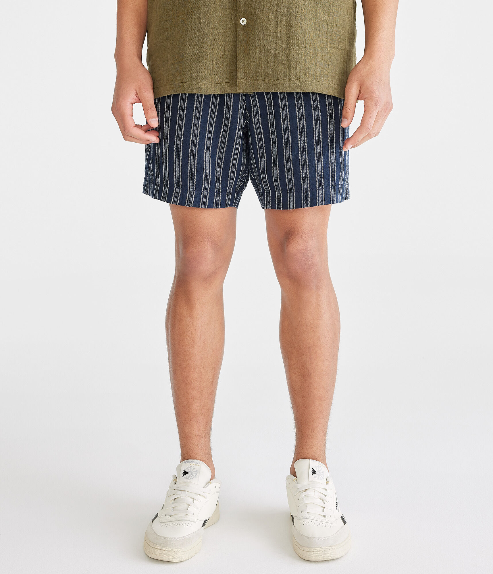 Striped Linen Jogger Shorts 6.5"