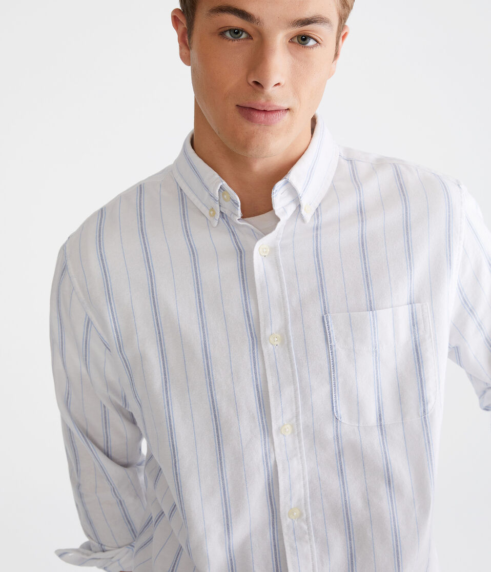 Long Sleeve Striped Oxford Shirt
