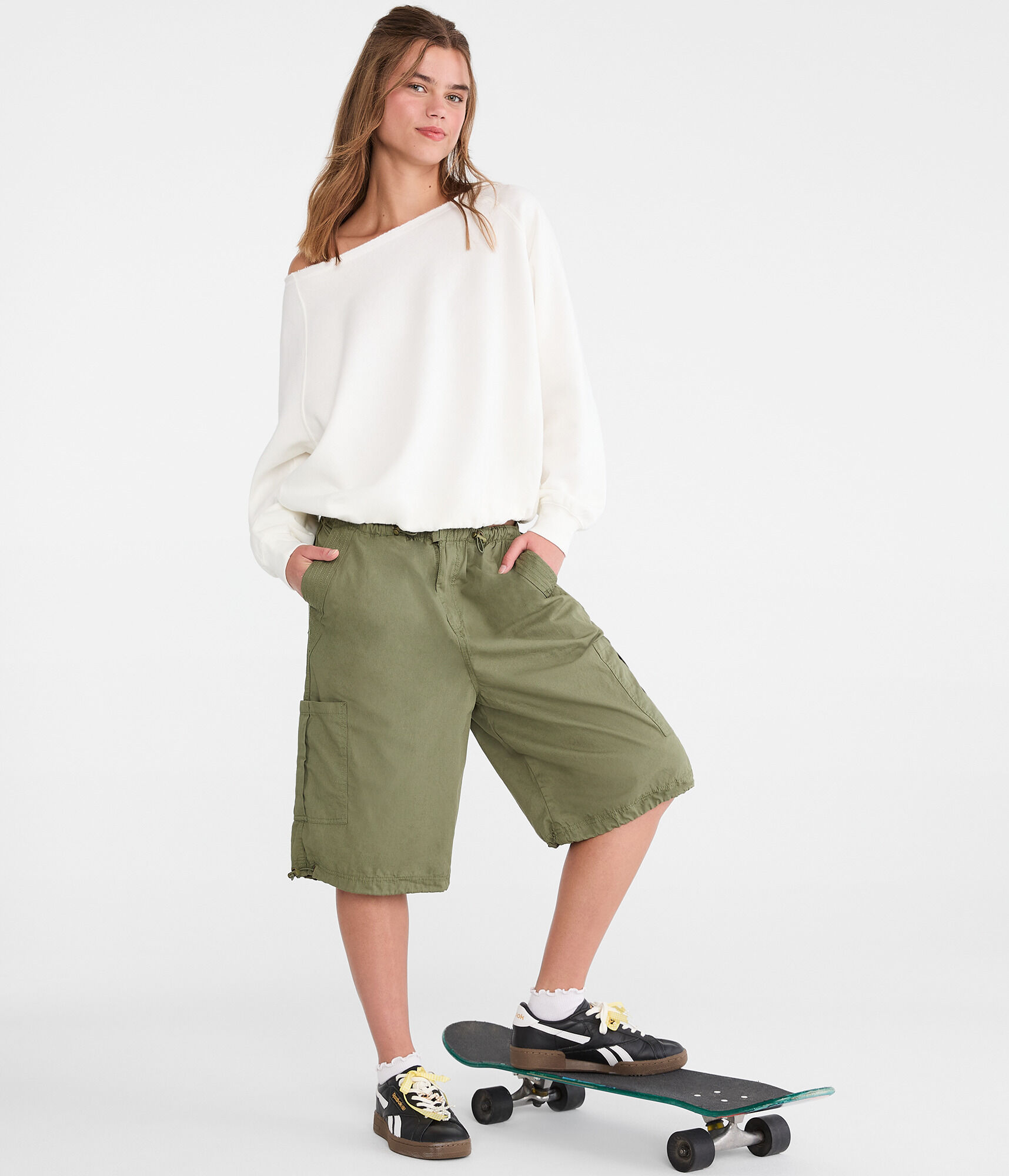 Cloud Soft Slash-Neck Bubble Sweatshirt