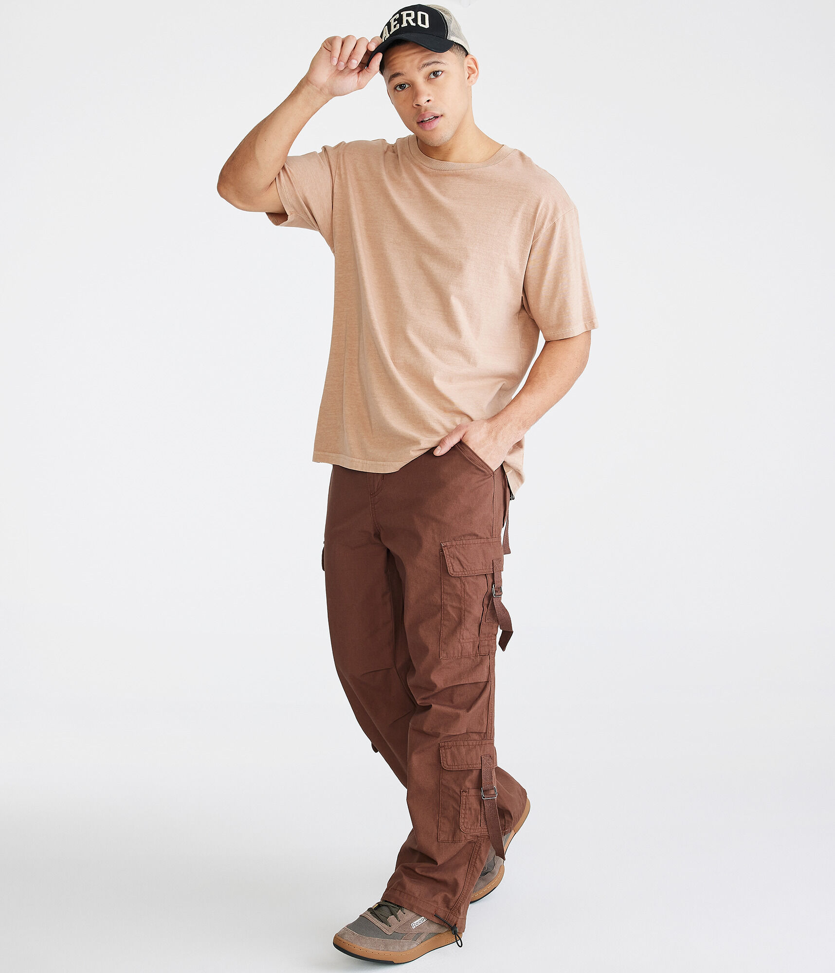 Relaxed Strap-Pocket Cargo Pants