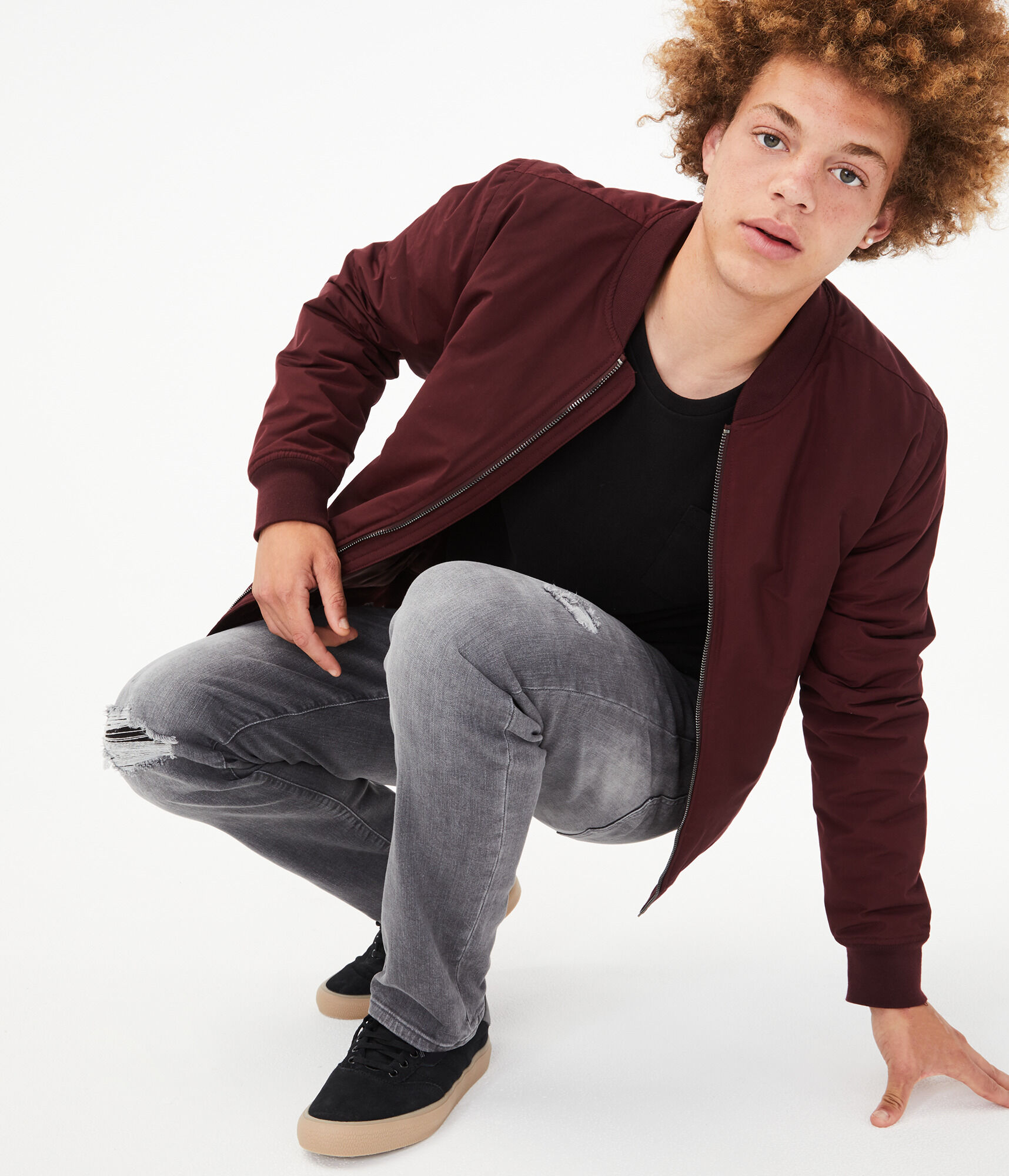 Slim Grey Wash Destroyed Stretch Jean