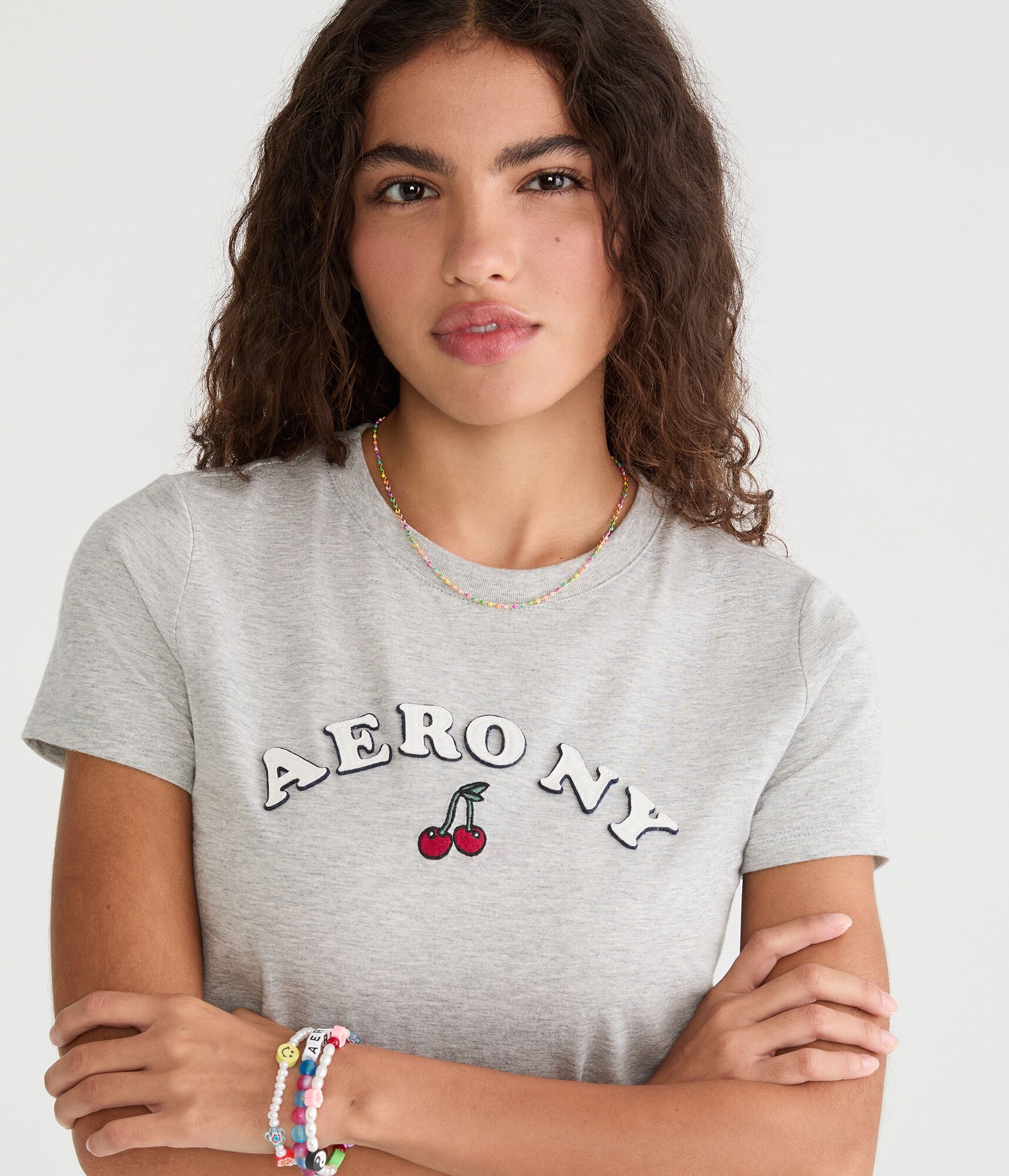 Aero NY Cherries Appliqu&eacute; Graphic Tee
