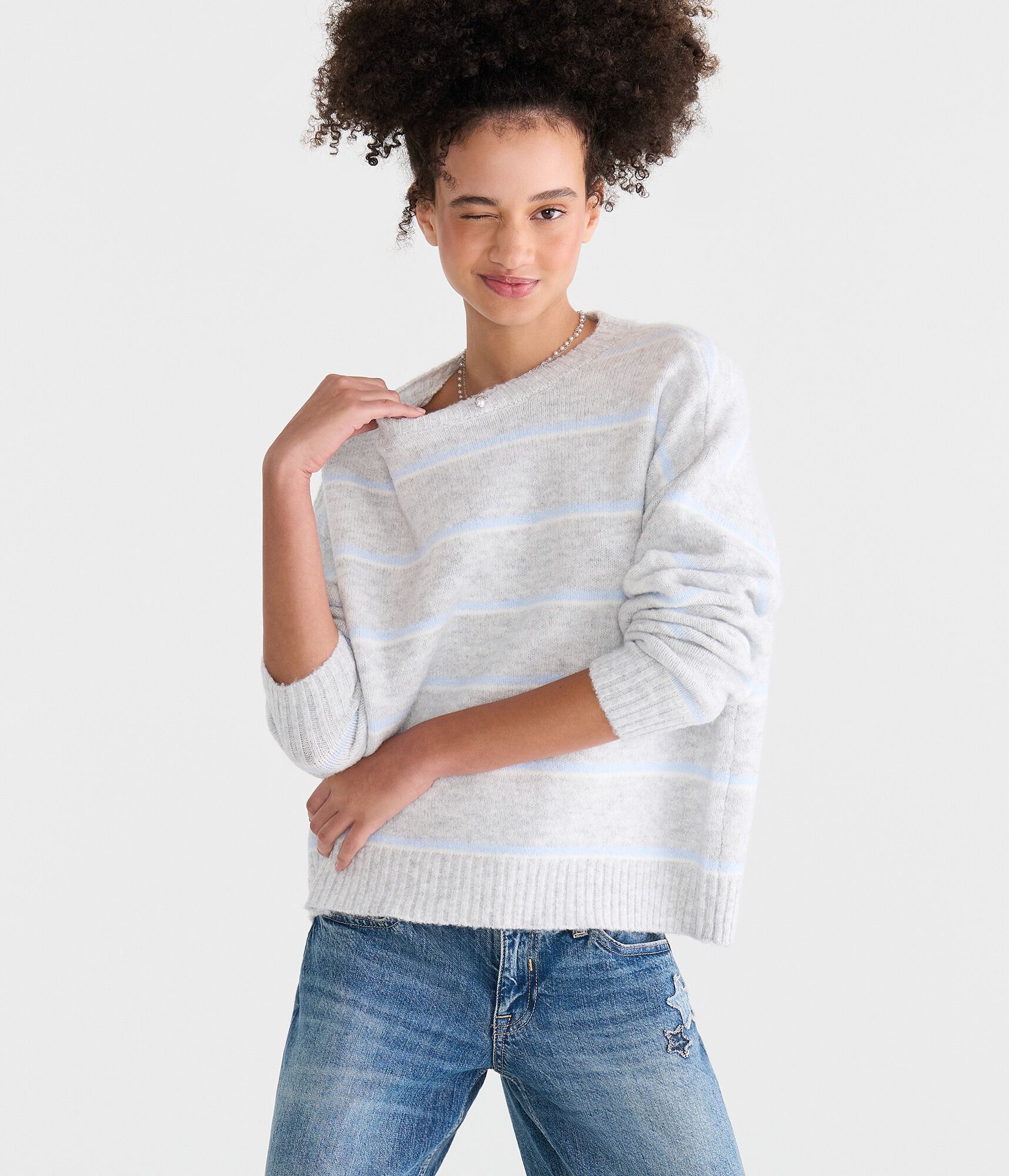 Striped Cozy Crew Sweater