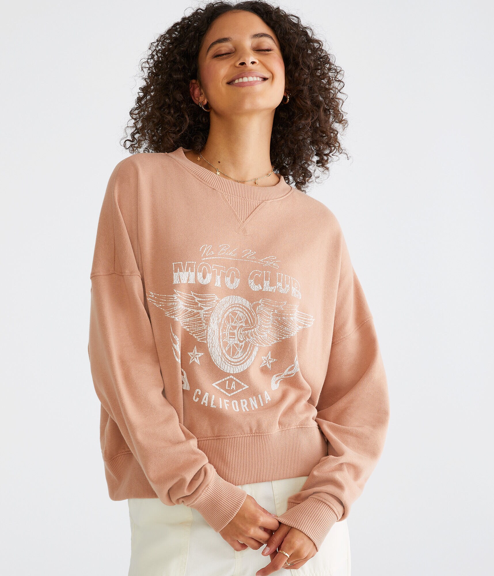 Moto Club Oversized Crew Sweatshirt
