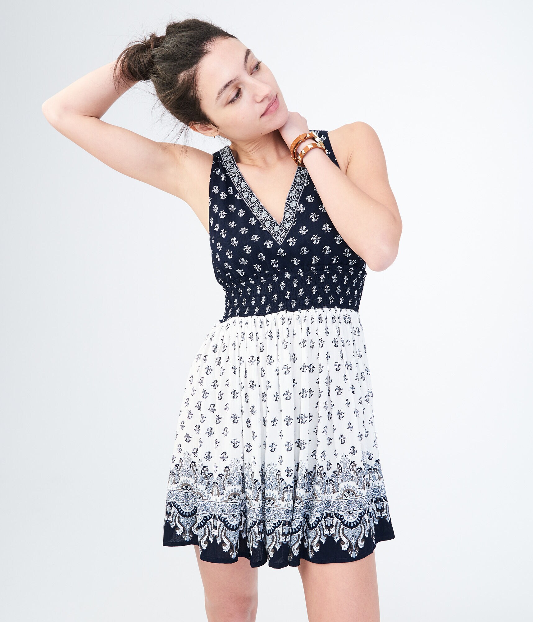 Floral V-Neck Fit &amp; Flare Dress