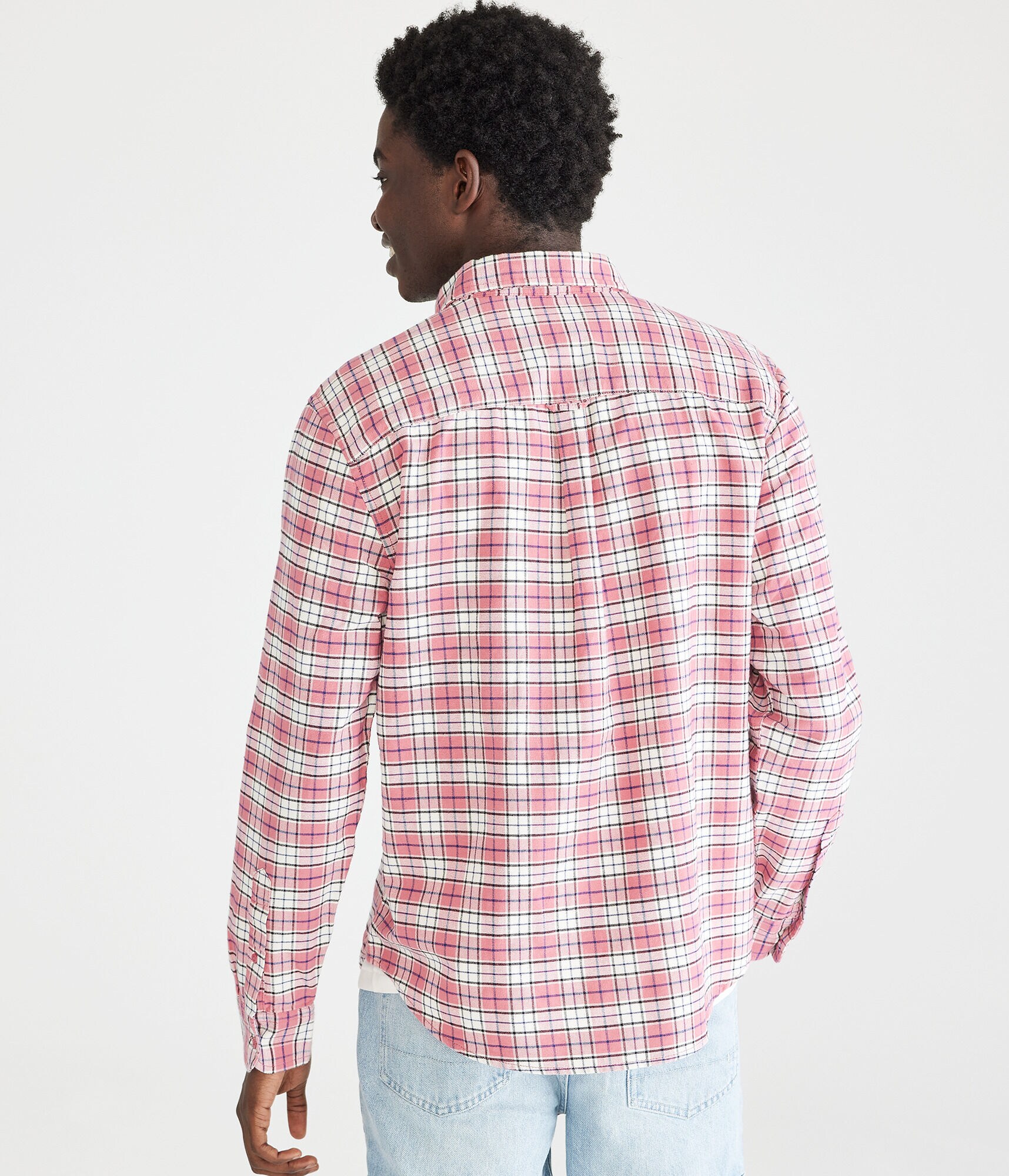 Long Sleeve Relaxed Plaid Oxford Shirt