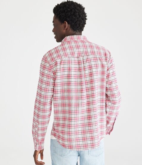 Long Sleeve Relaxed Plaid Oxford Shirt