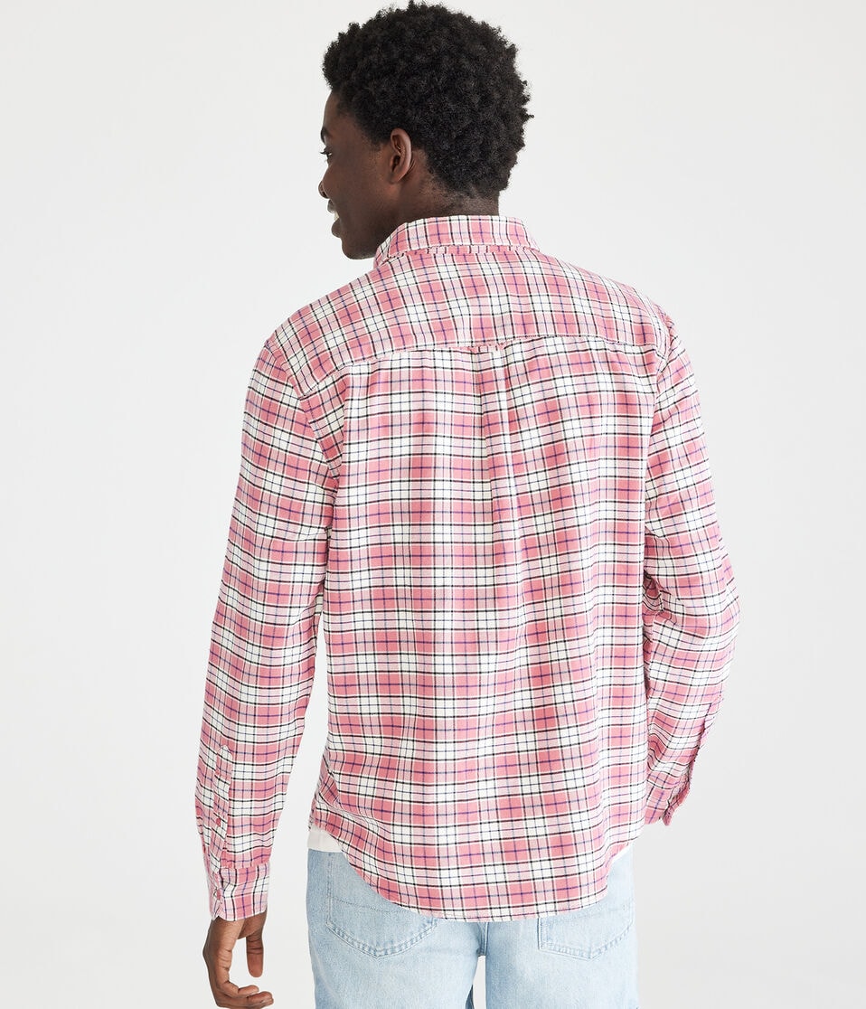 Long Sleeve Relaxed Plaid Oxford Shirt