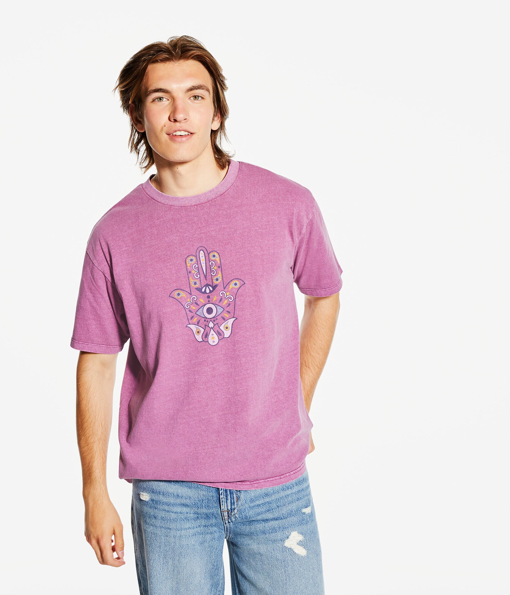 Hamsa Washed Loose Fit Graphic Tee