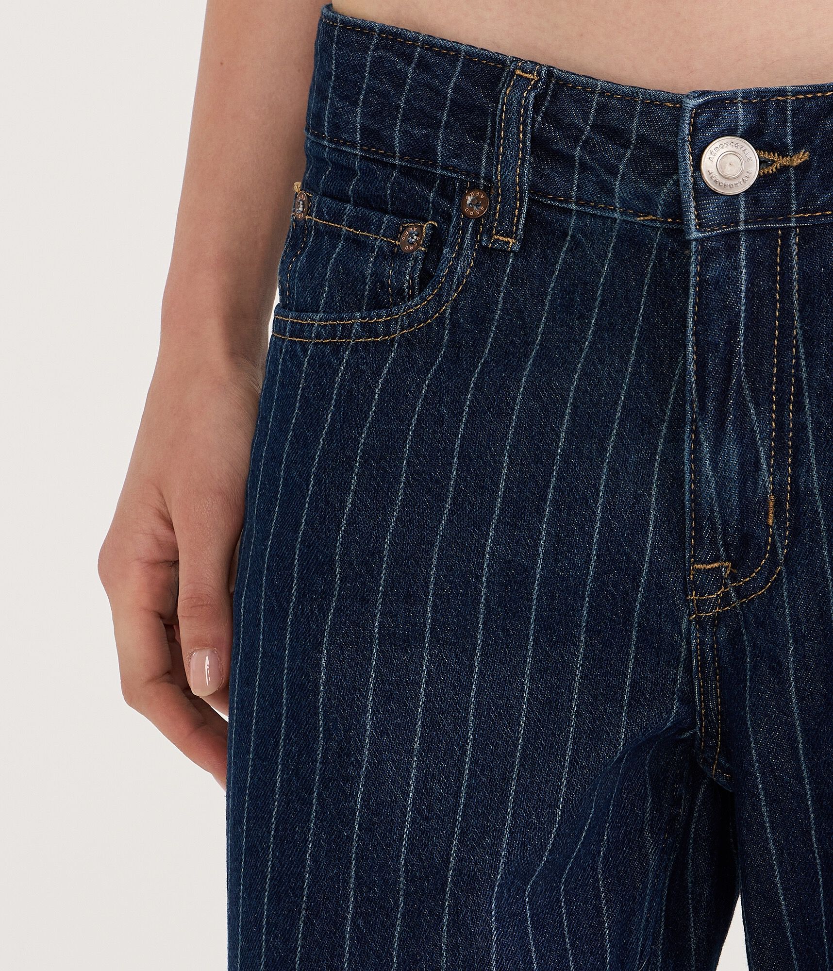 Low-Rise Baggy Wide Leg Pinstripe Jean