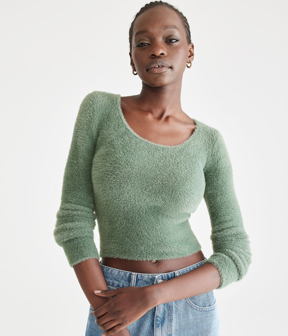 Bella Cropped Scoop-Neck Sweater