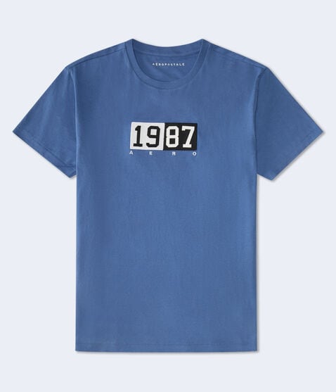 Aero 1987 Split Box Logo Appliqué Graphic Tee Aero 1987 Split Box Logo Appliqué Graphic Tee