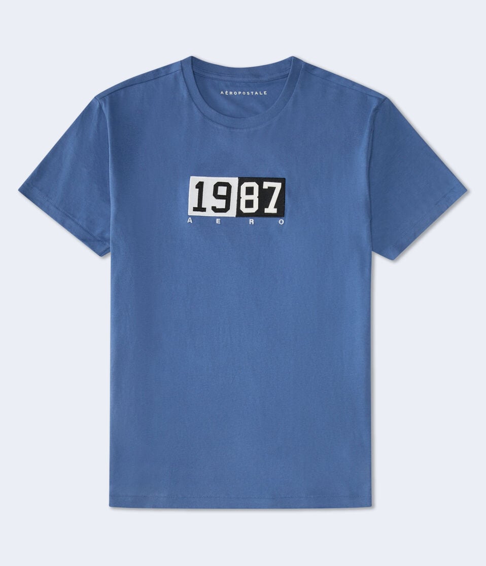 Aero 1987 Split Box Logo Appliqué Graphic Tee