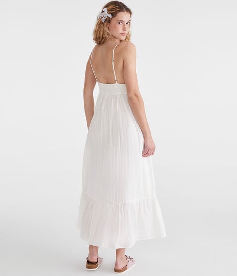 Textured Stripe V-Neck Tie-Front Maxi Dress Textured Stripe V-Neck Tie-Front Maxi Dress