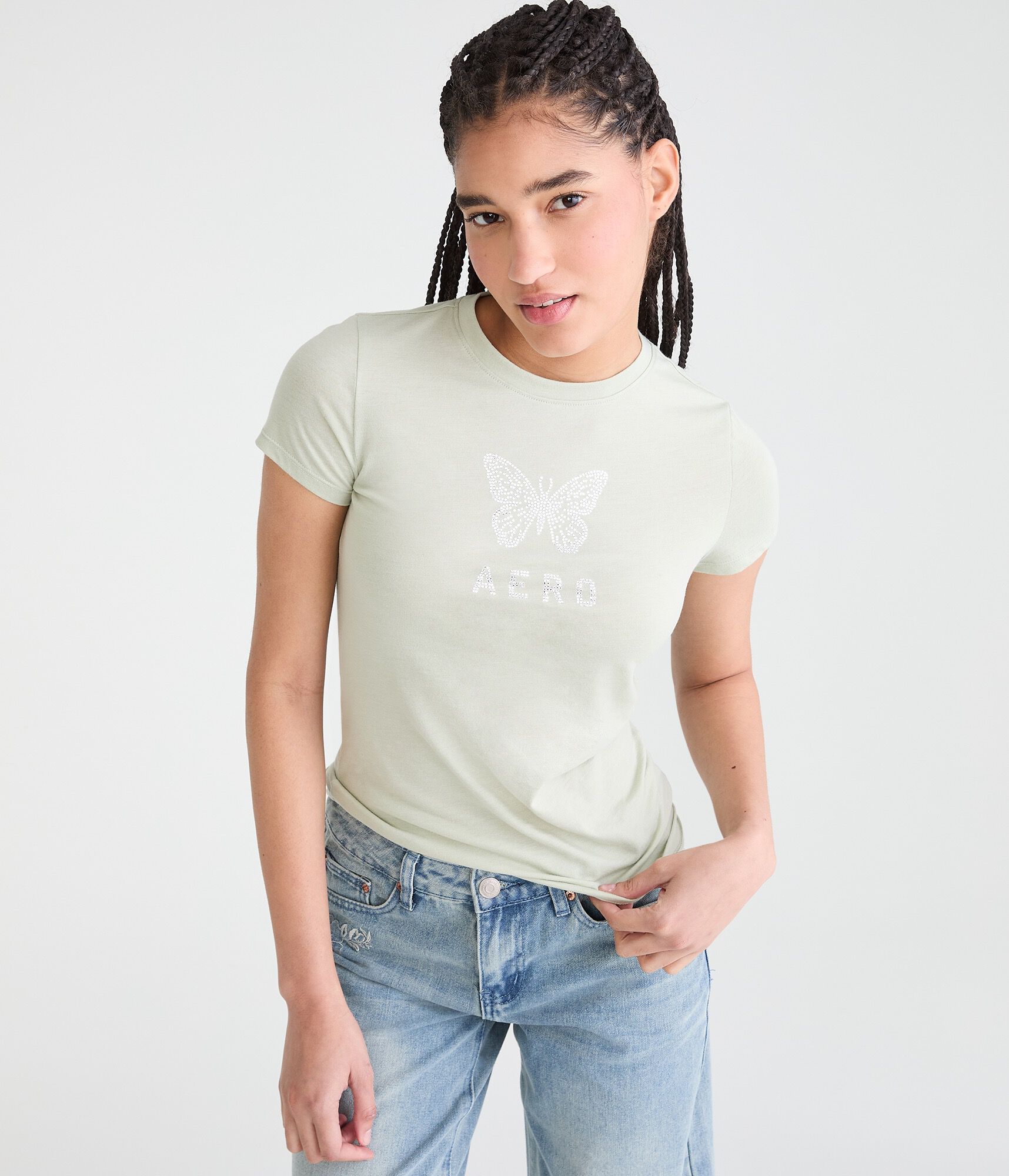 Rhinestone Aero Butterfly Graphic Tee