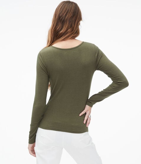 Long Sleeve Seriously Soft Strappy Keyhole Bodycon Top