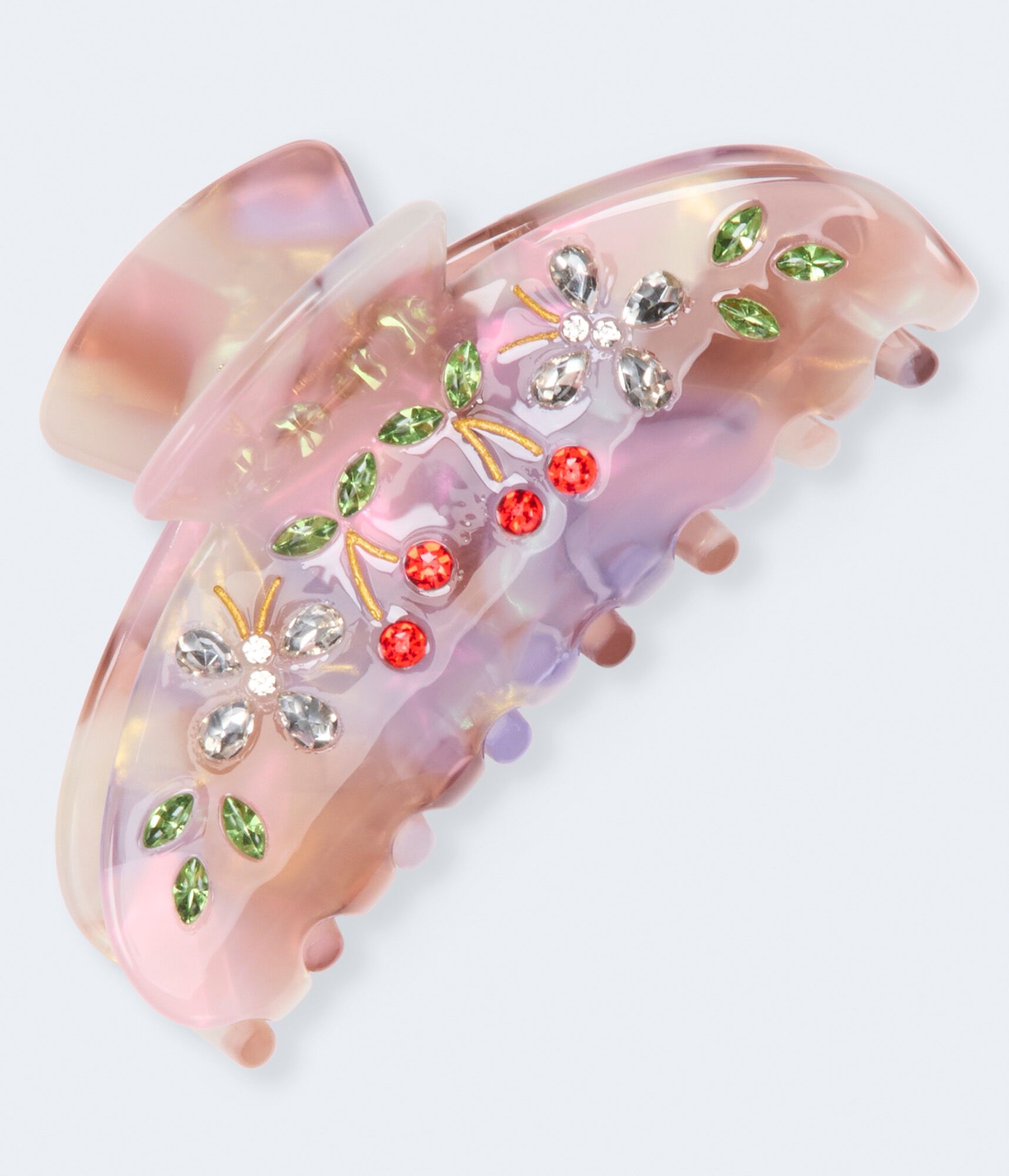 Rhinestone Cherry &amp; Butterfly Claw Hair Clip