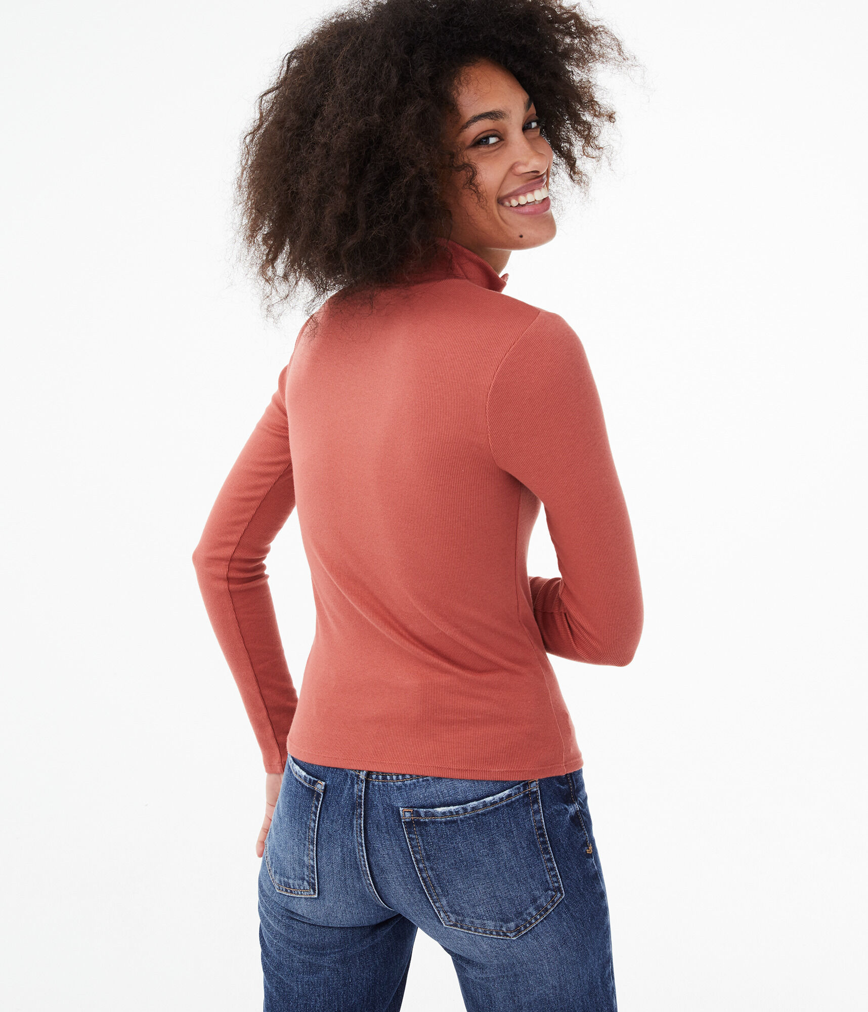 Long Sleeve Ribbed Quarter-Zip Top