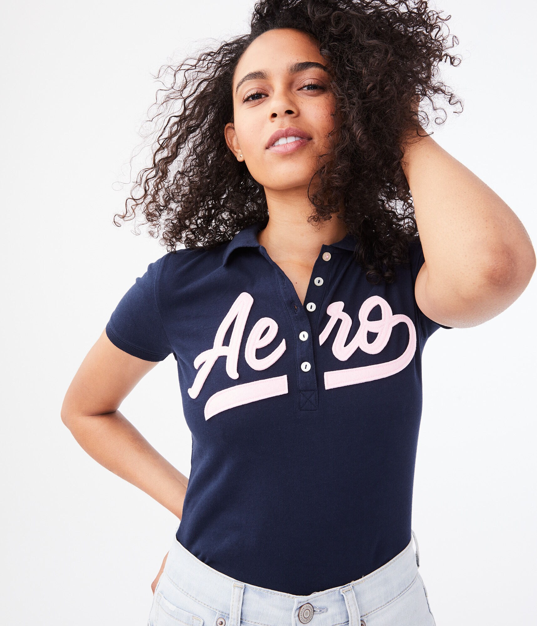 Aero Script Graphic Jersey Polo***