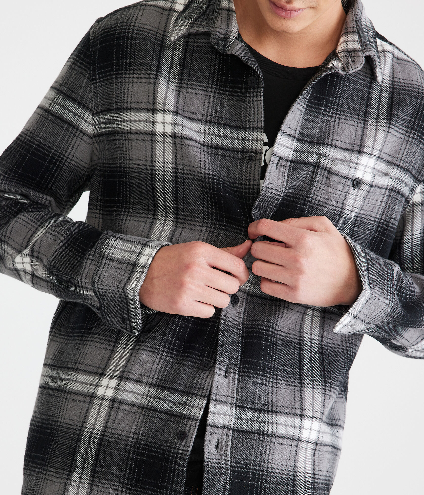 Long Sleeve Heavy Plaid Flannel Shirt