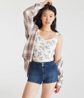 Curvy High-Rise Denim Midi Shorts