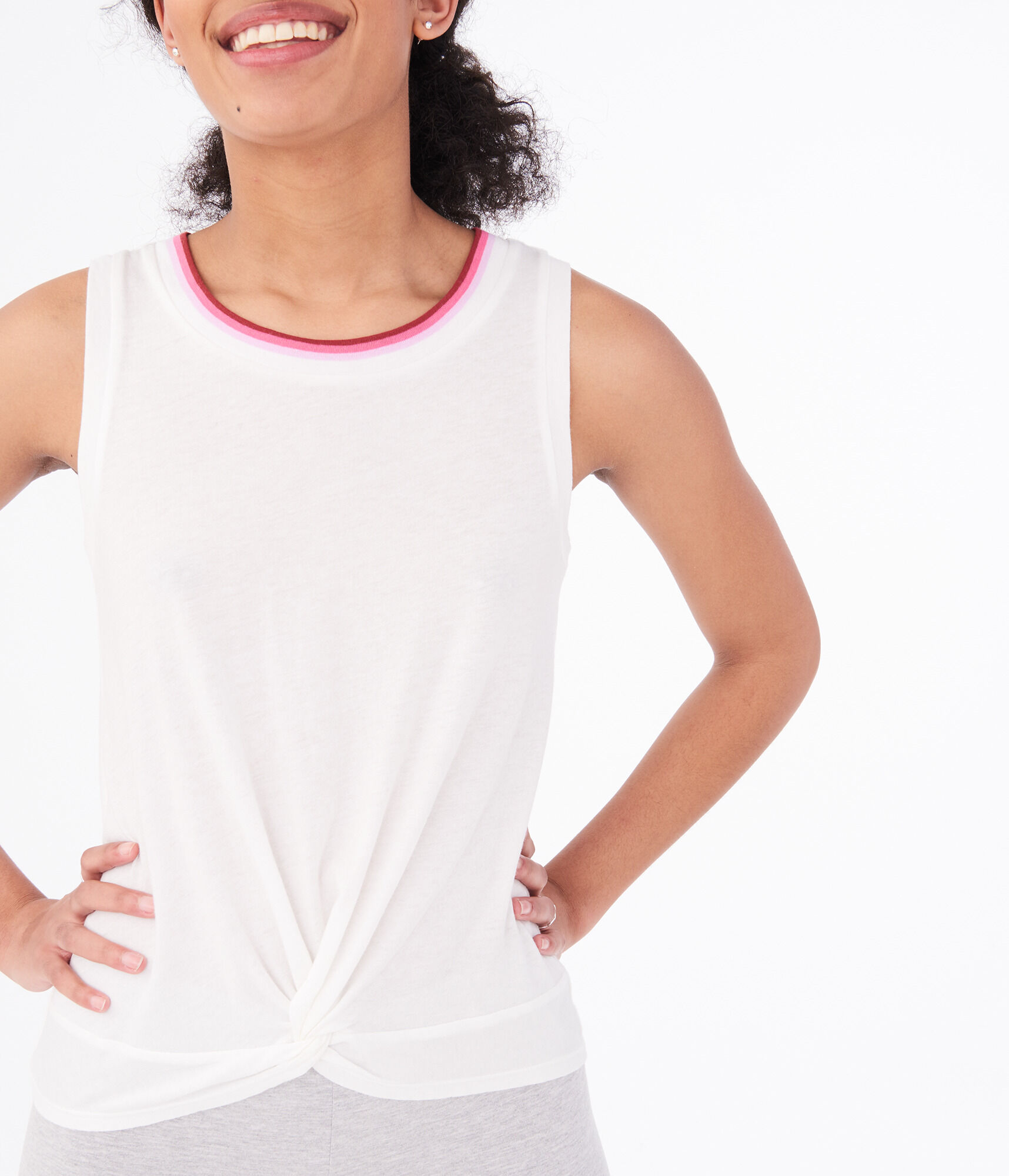 Color Stripe Knot-Front Tank