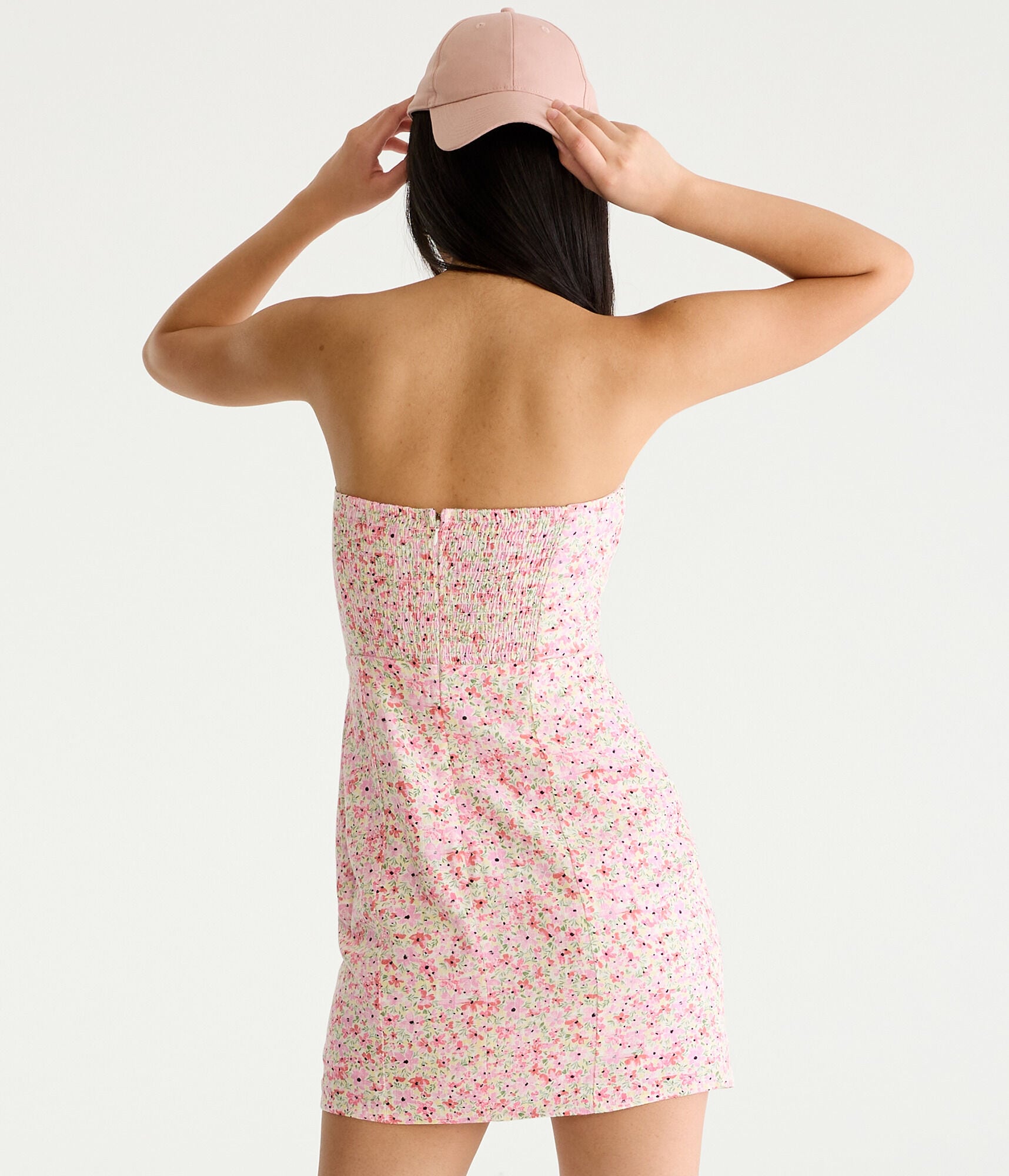 amuse strapless dress pink floral Flora Day Strapless Floral Embellished Mini Dress Fuchsia