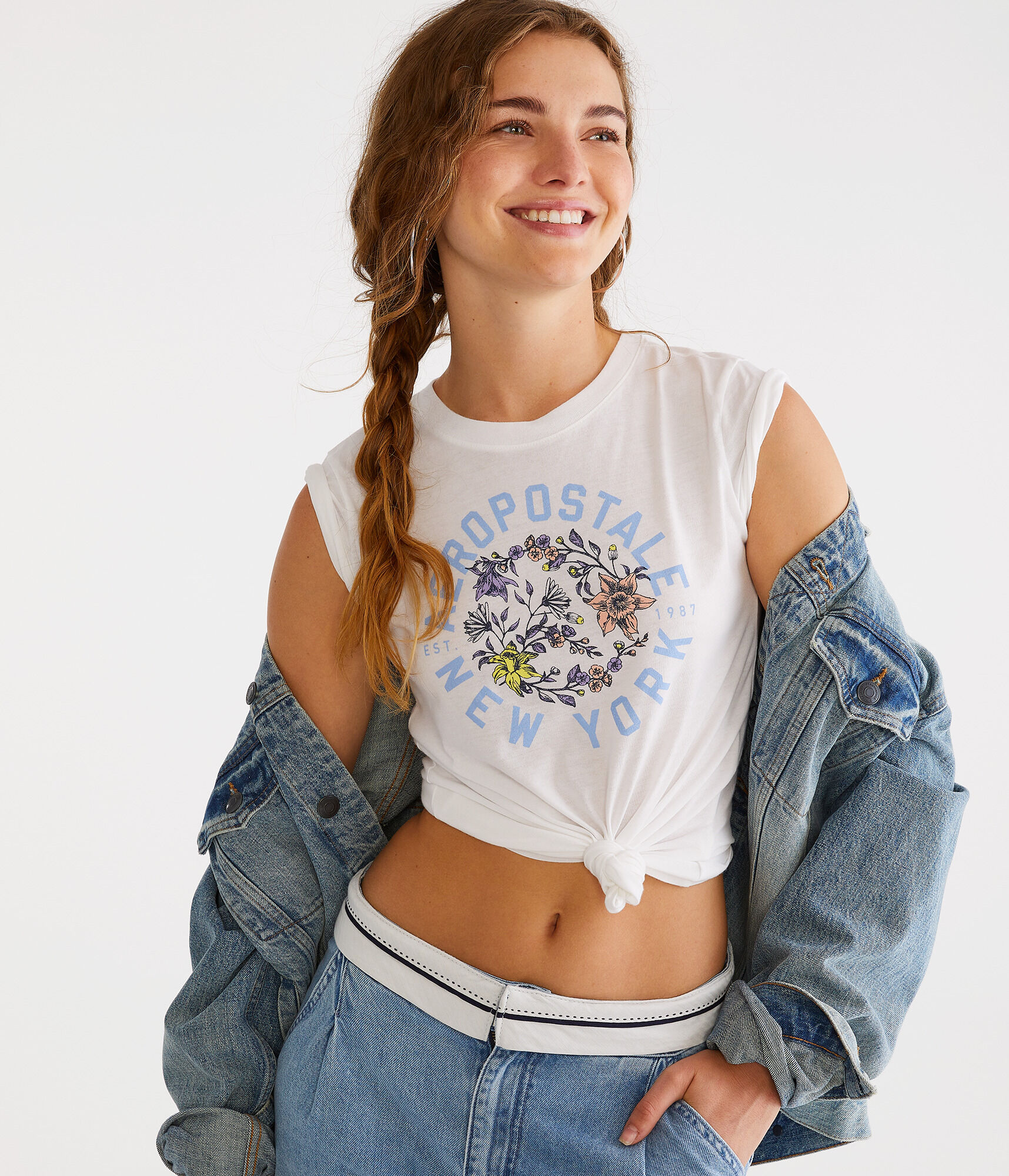 Aeropostale Floral Circle Graphic Tee