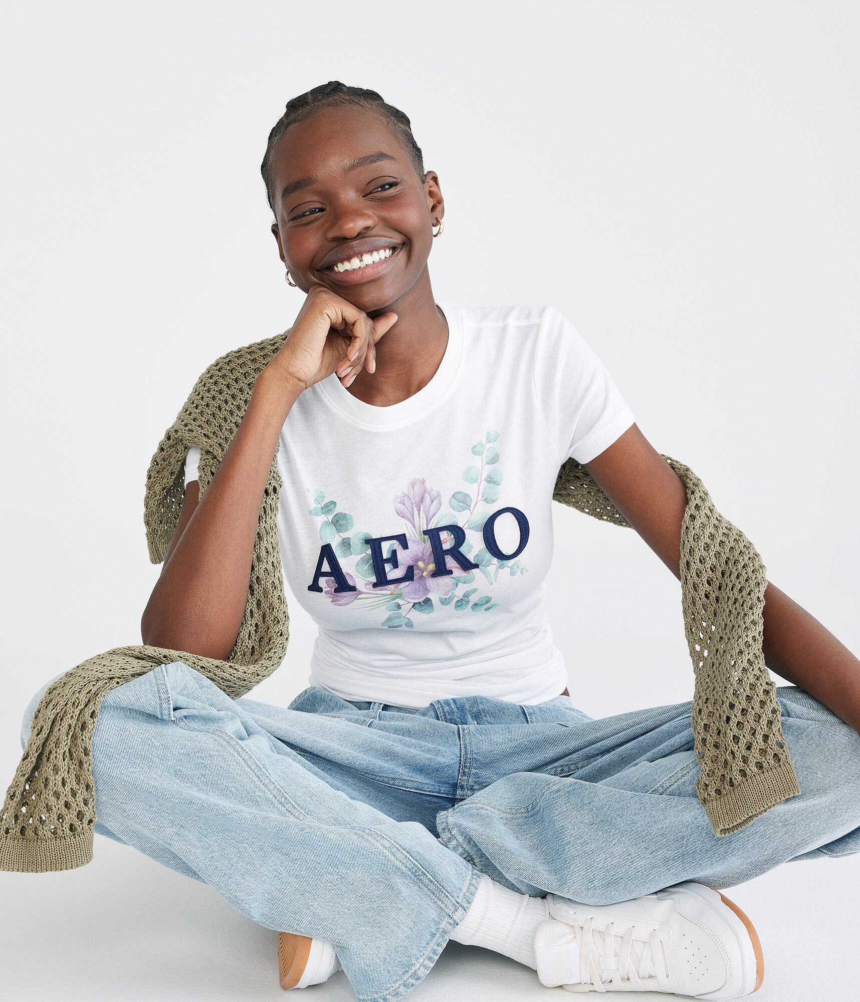 Aero Floral Appliqu&eacute; Graphic Tee