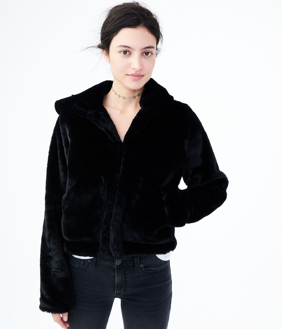 Hooded Faux Fur Jacket