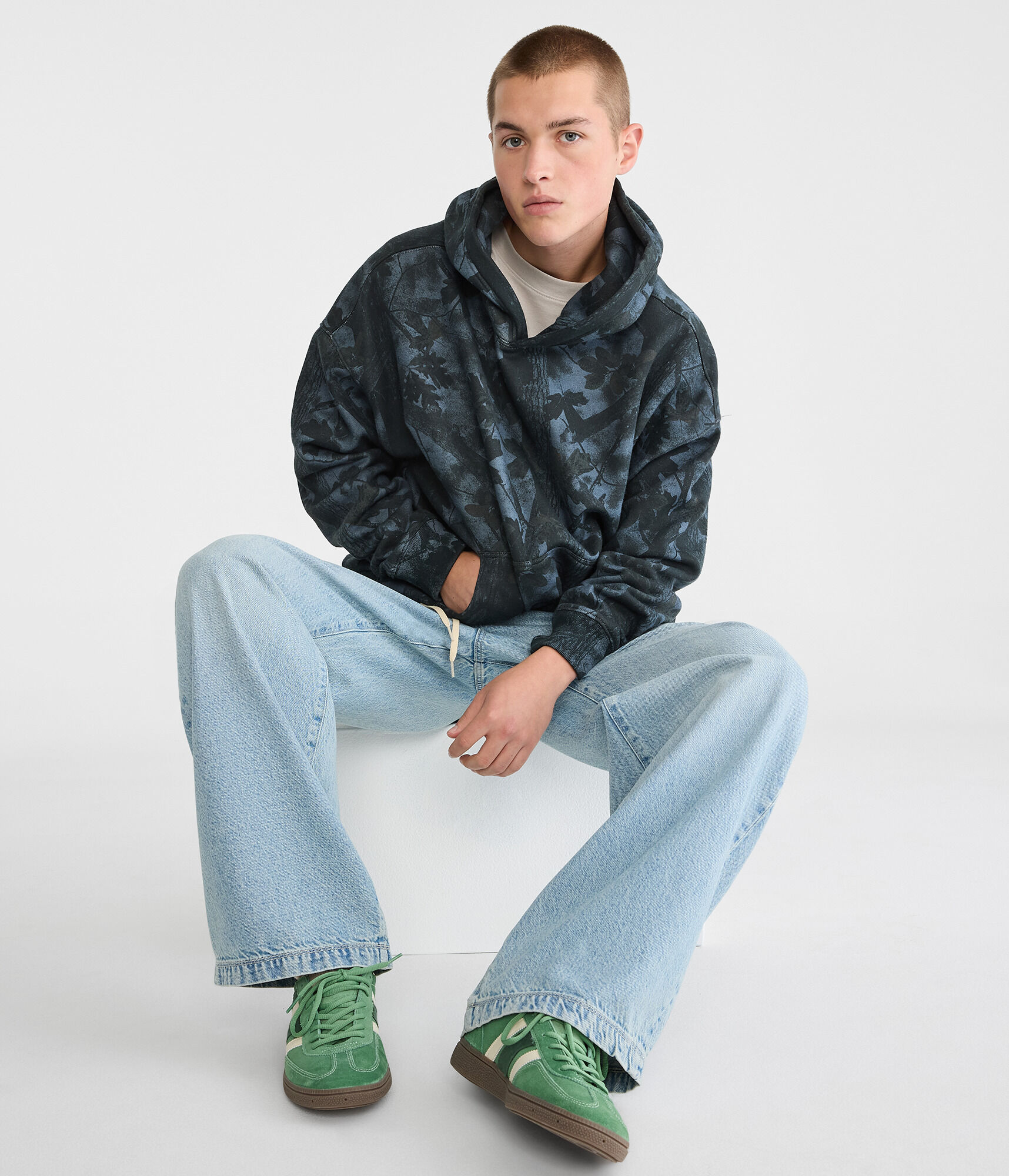 Cloud Soft Forest Camo Boxy Pullover Hoodie