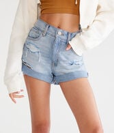 High-Rise Denim Mom Shorts
