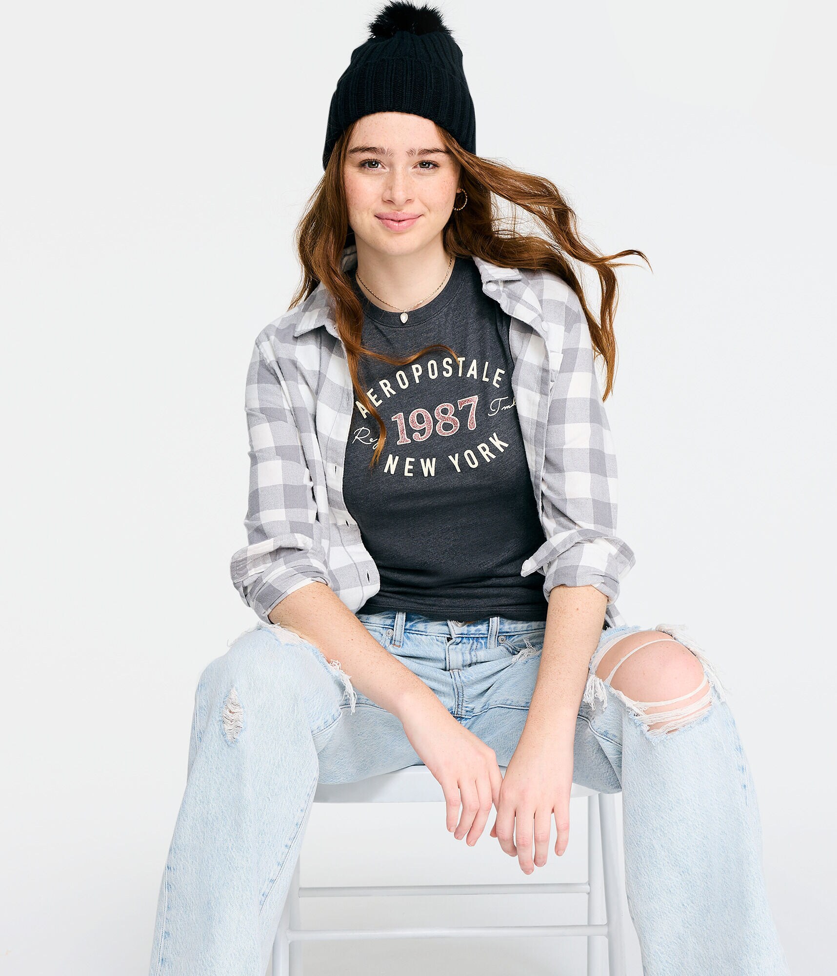 Aeropostale 1987 Arch Glitter Graphic Tee