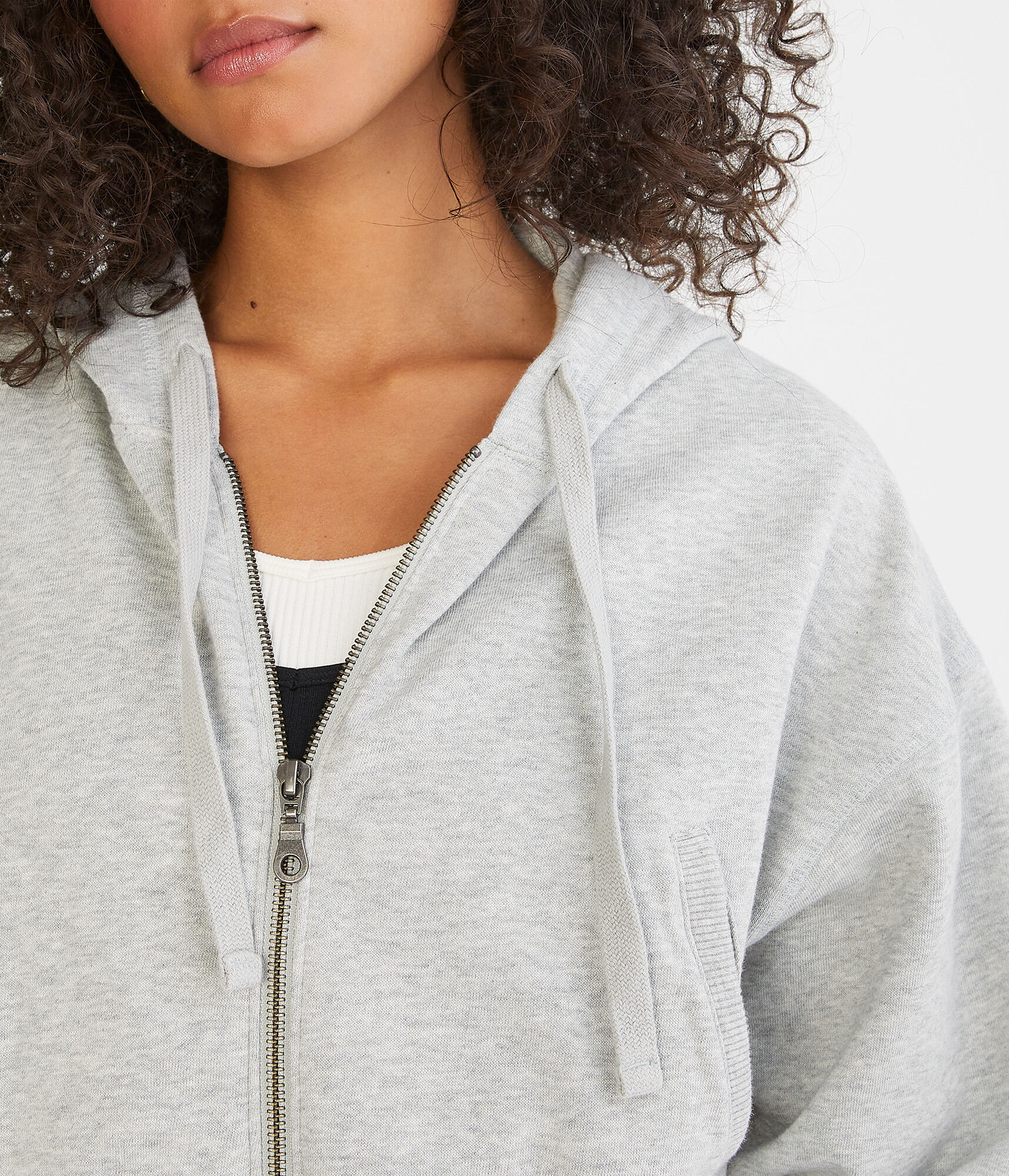 Oversized Cropped Full-Zip Hoodie