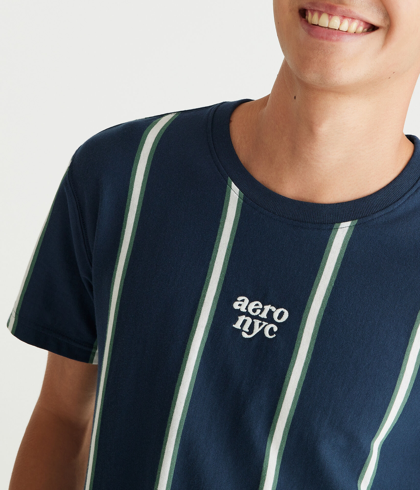 Aero NYC Vertical Stripe Graphic Tee