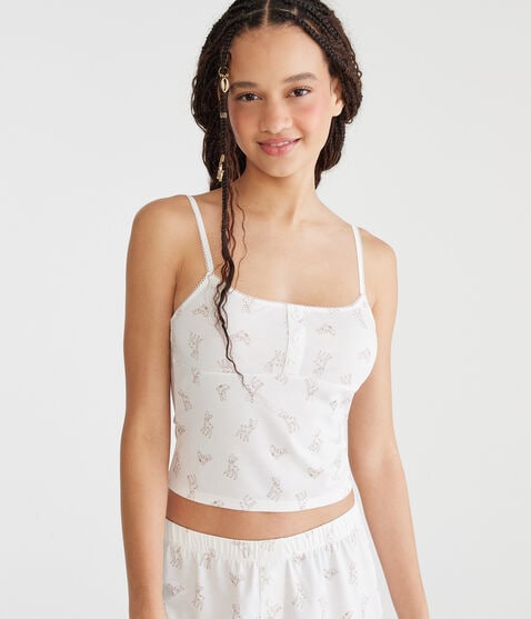 Printed Henley Sleep Tank Printed Henley Sleep Tank