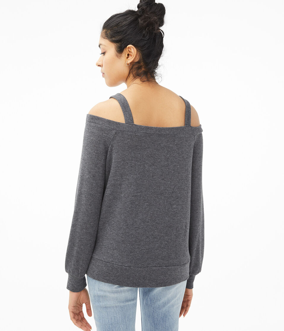Long Sleeve Cold-Shoulder Sweater-Knit Top***