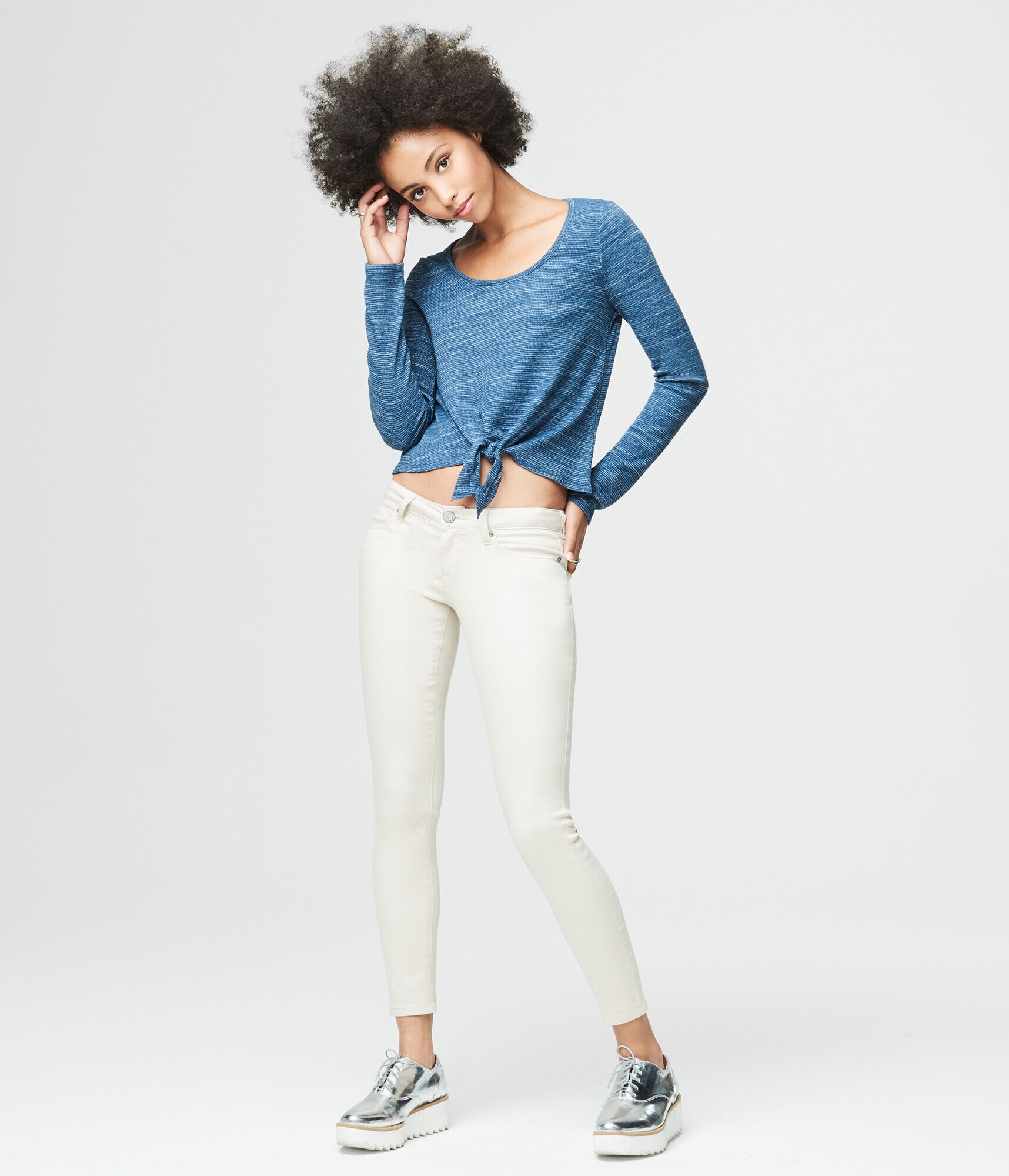 Final Sale -Long Sleeve Tie-Front Top