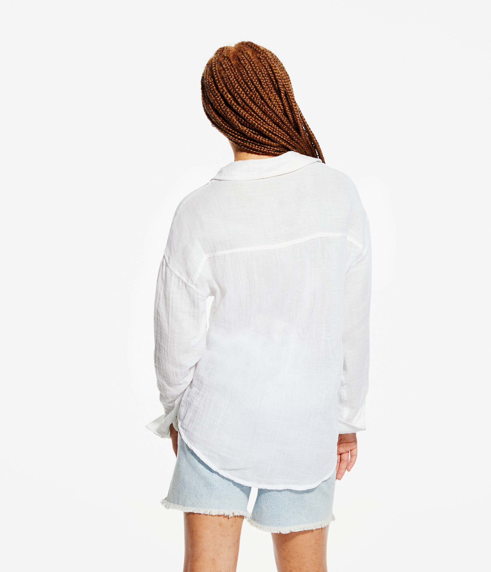 Long Sleeve Gauze Oversized Button-Down Shirt