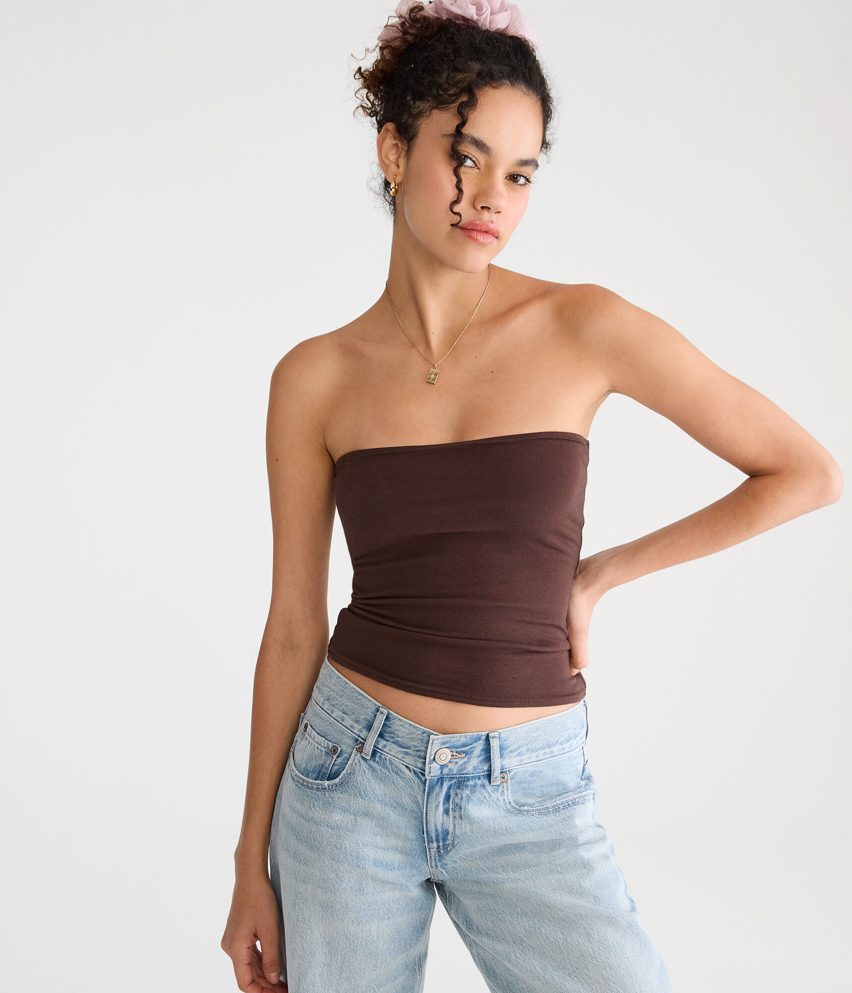 トップス COOTIE MemoryPolyesterTwillFootballTop Fold-Over Tube Top
