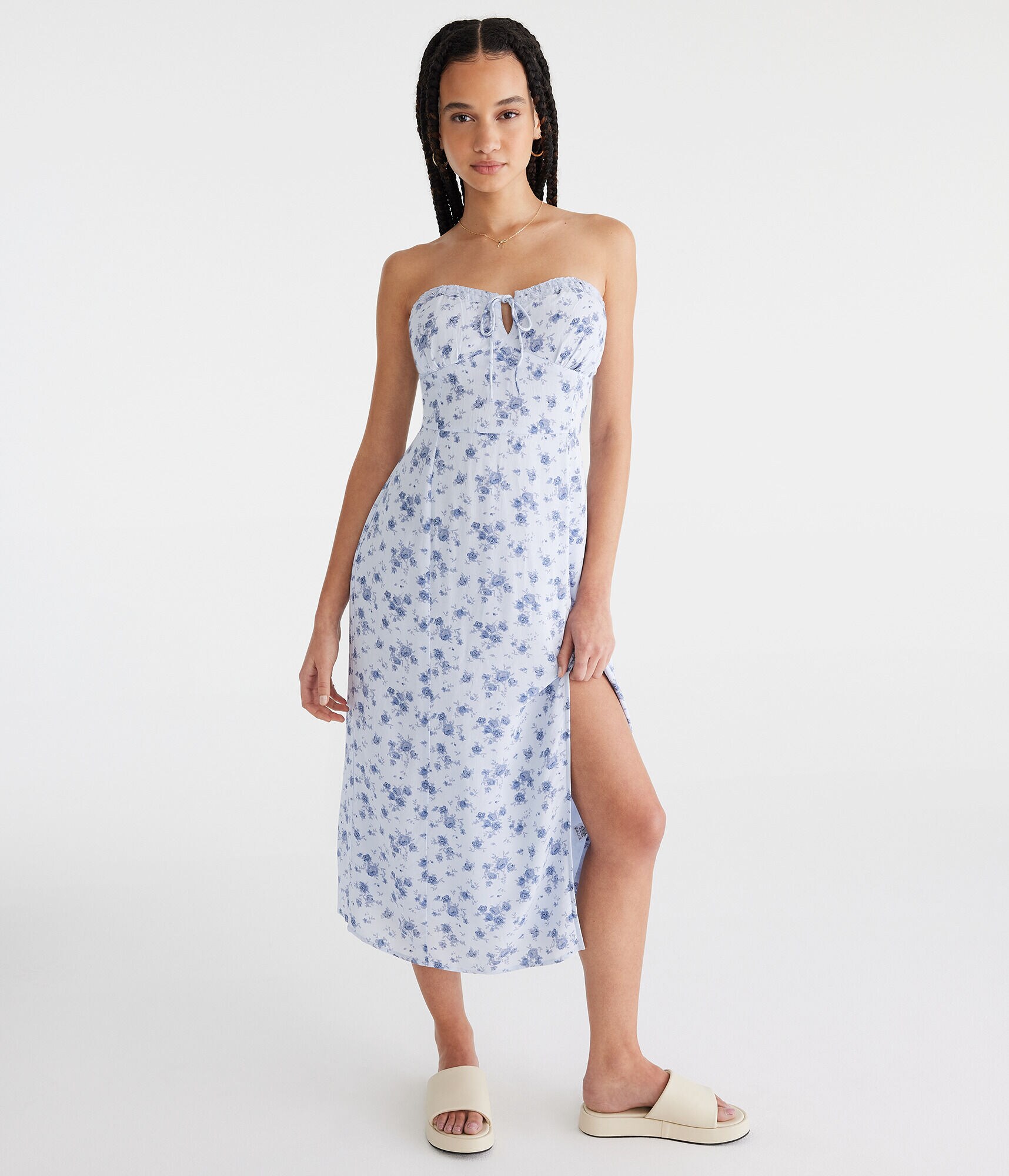 Floral Sweetheart Slip Midi Dress