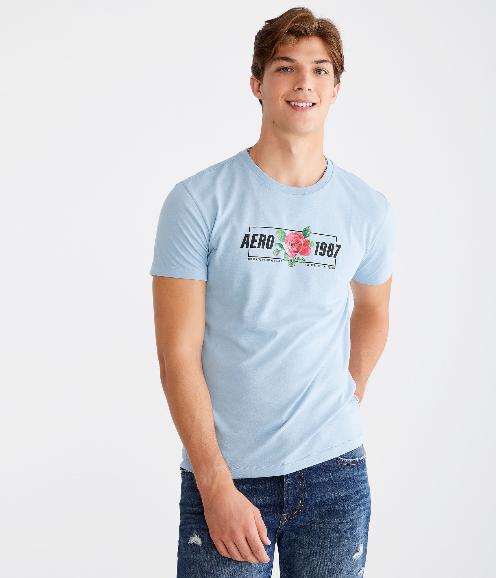 Aero 1987 Rose Box Logo Graphic Tee