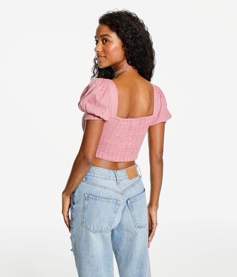 Keyhole Peasant Crop Top Keyhole Peasant Crop Top