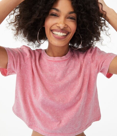 Acid Wash Cropped Boxy Crew Tee Acid Wash Cropped Boxy Crew Tee